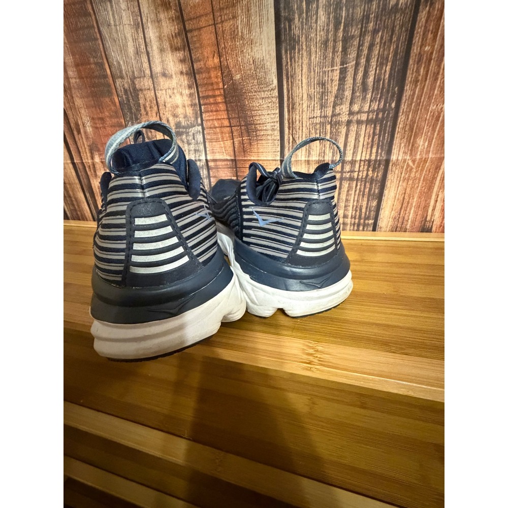 Hoka One One Bondi 6 Navy Silver Peach Running Shoes Womens 9.5 Sneakers